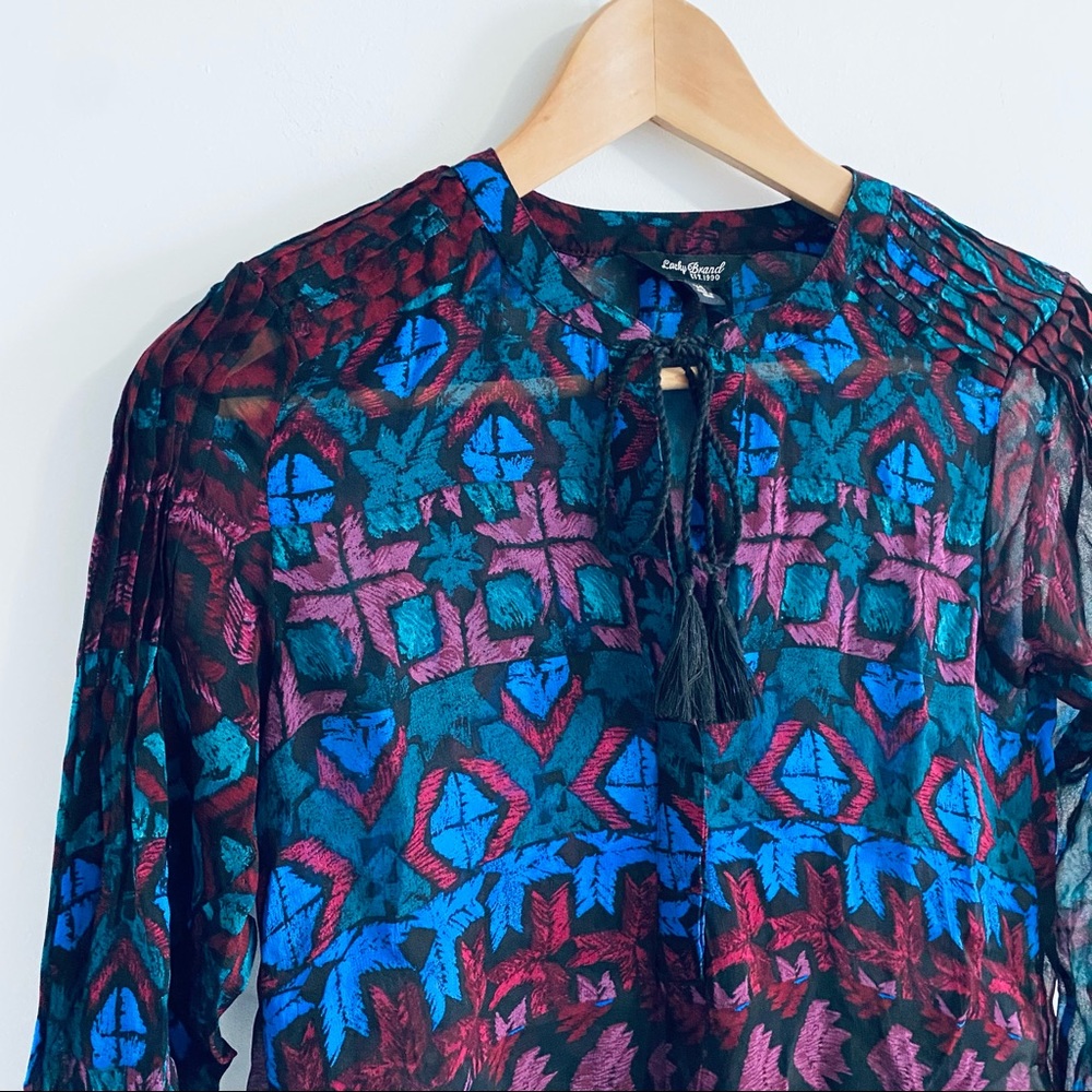 Lucky Brand Semi Sheer Boho Blouse - Picture 2 of 12